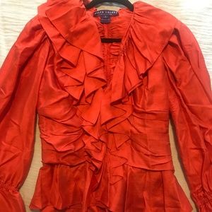 Ralph Lauren Purple Label Red/Orange Silk Blouse